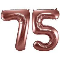 Folat Verjaardag Leeftijd folieballonnen - 75 jaar - rose goud - 86 cm - cijferballon groot