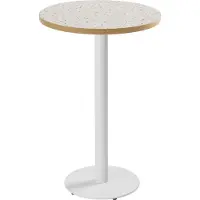 Oviala - Tafel hoog rond 60 cm witte poot en terrazzo bekleding - Rivoli