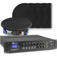 Power Dynamics 2-zone Bluetooth geluidsinstallatie van - 12 zwarte plafondspeakers + 240W versterker