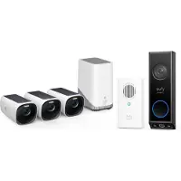 Eufy Security - eufyCam 3 Set met 3 camera's met zonnepaneel + E340 2K Draadloze Video Deurbel Inclusief Chime - Accu - Zwart