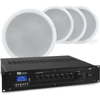 Power Dynamics 100V geluidsinstallatie - - 60W versterker met Bluetooth en 4x inbouw speaker (2-weg - 5'')