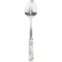 Laura Ashley - 33 cm Roestvrij Staal Gaatjeslepel met Ergonomisch Keramisch Handvat - Sage Parterre Ontwer - By Pandeford