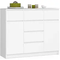 Akord Ladekast K120 met 6 Lades en 2 Deuren / Furniture Factory / Wit / 120 x 99 x 40 cm