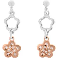 Orphelia 'Nixie' Dames 925 Zilveren Hanger Oorbellen - Zilver/Roze ZO-7377
