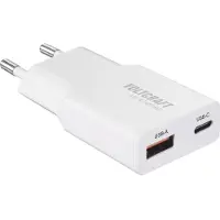 Voltcraft UC-1C1A25W01 USB-oplader 25 W 1x USB-A, 1x USB-C Fast Charge, USB PD 3.0 Wit GaN
