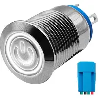 Proride Metalen Drukschakelaar 12V ON-OFF met Aansluitkabel - 12mm - Aan/uit schakelaar - Spatwaterdicht - 12V/24V - LED Indicatie Wit