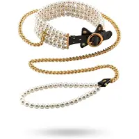 Allure - choker met parels en halsband - zwart
