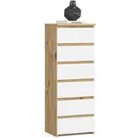 Akord Ladekast CL6 met 6 Lades / Furniture Factory / Artisan Eik - Wit / 40x109x35 cm