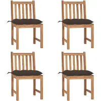 vidaXL Tuinstoelen 4 st met kussens massief teakhout