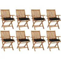 vidaXL Tuinstoelen 8 st inklapbaar met kussens massief teakhout
