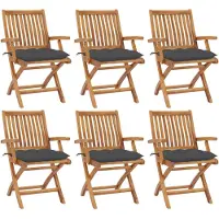 vidaXL Tuinstoelen 6 st inklapbaar met kussens massief teakhout