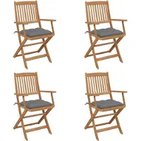 vidaXL Tuinstoelen 4 st inklapbaar met kussens massief acaciahout