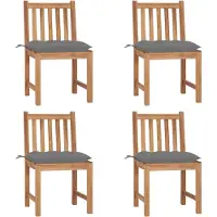 vidaXL Tuinstoelen 4 st met kussens massief teakhout