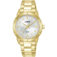 Lorus quartz goud dames horloge met witte wijzerplaat & roestvrij stalen band