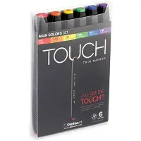 Shinhan Touch Twin Tip Marker Set van 6 - Hoofdkleuren (1100613)