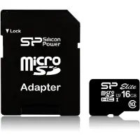 Silicon Power 16GB Elite MicroSDHC Class10 UHS-1 tot 85Mb/s incl. SD-adapter Zwart