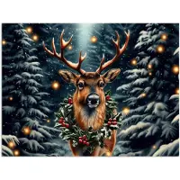 PosterMonkey Poster 40x30 cm - Kerst - Magie - Bos - Kleurrijk - Posters - Kamer decoratie - Wanddecoratie woonkamer - Muurdecoratie slaapkamer - Kerstversiering - Kerstdecoratie voor binnen - Kerstmis