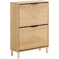 SoBuy FSR200-N Schoenenkast 60x24x88 cm – Licht Hout – Compact Design met 2 Kleppen, Anti-Kantelsysteem en Ruimte voor 8 Paar Schoenen