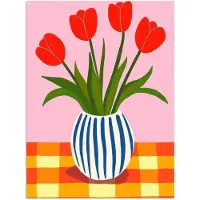 PosterMonkey Poster 30x40 cm - Tulpen - Roze - Vaas - Posters - Kamer decoratie - Wanddecoratie woonkamer - Muurdecoratie slaapkamer