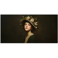 PosterMonkey Poster 160x80 cm - Bloemenhoed - Portret - Vrouw - Posters - Kamer decoratie - Wanddecoratie woonkamer - Muurdecoratie slaapkamer