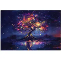 PosterMonkey Poster 60x40 cm - Kosmisch - lichtboom - Kerst - Kleurrijk - Posters - Kamer decoratie - Wanddecoratie woonkamer - Muurdecoratie slaapkamer - Kerstversiering - Kerstdecoratie voor binnen - Kerstmis