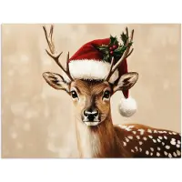 PosterMonkey Poster 80x60 cm - Kerst - Hert - Gewei - Rood - Posters - Kamer decoratie - Wanddecoratie woonkamer - Muurdecoratie slaapkamer - Kerstversiering - Kerstdecoratie voor binnen - Kerstmis