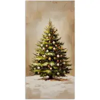PosterMonkey Poster 20x40 cm - Kerst - Sfeer - Groen - Posters - Kamer decoratie - Wanddecoratie woonkamer - Muurdecoratie slaapkamer - Kerstversiering - Kerstdecoratie voor binnen - Kerstmis