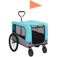 vidaXL Fietstrailer en hondenwagen 2-in-1 blauw en grijs