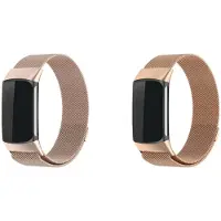 Strap-it Bundel van 2 Milanese Banden - Geschikt voor Fitbit Charge 6 - Luxe RVS Milanees bandje - Magnetische sluiting & verstelbaar - Roze Goud en Champagne