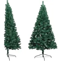 vidaXL Kunstkerstboom met standaard half 240 cm PVC groen