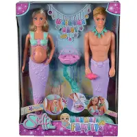 Simba 105733524 Steffi Love Mermaid Family Doll als zwangere zeemeermin met Kevin als zeemeerman met babybedje 29 cm Aankleedpoppen Speelgoedpoppen vo