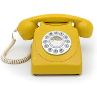 GPO 746PUSHMUS - Telefoon retro jaren ‘70, druktoetsen, mosterdgeel