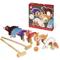 Janod Spel - Croquet Bosdieren - Dit Croquetspel Is Een Leuk Behendigheidsspel En Ideaal Voor Plezier Met Het Hele Gezin! - Bevat 6 Houten Poortjes, 2 Hamers En 2 Ballen - Geschikt Vanaf 3 Jaar