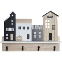 DKD Home Decor Planken DKD Home Decor Kapstok 39 x 9 x 27 cm Zwart Bruin Wit Hout MDF
