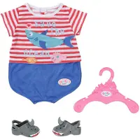 Baby Born Bad pyjama met schoenen - Accessoires voor poppen tot 43cm - Haaienthema