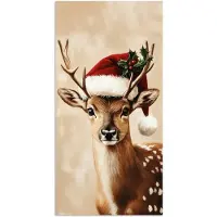 PosterMonkey Poster 40x80 cm - Kerst - Hert - Gewei - Rood - Posters - Kamer decoratie - Wanddecoratie woonkamer - Muurdecoratie slaapkamer - Kerstversiering - Kerstdecoratie voor binnen - Kerstmis