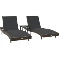 vidaXL Ligstoel 3 pcs Bruin 197 x 70 x 82 cm poly rattan