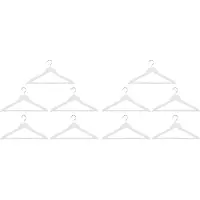 Alpina Witte Kledinghangers Hout Set 10 Stuks – Kleerhangers voor Brede Schouders - Kledinghanger met Draaibare Haak - Kleding Hangers met Anti‑Slip wit met Broeklat