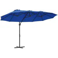 vidaXL Parasol 372 x 198 x 243 cm Polyester en Aluminium Azuurblauw