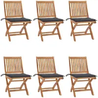 vidaXL Tuinstoelen 6 st inklapbaar met kussens massief teakhout