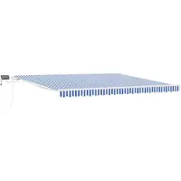 vidaXL Uitschuifbare luifel Blauw en Wit 500 × 300 cm