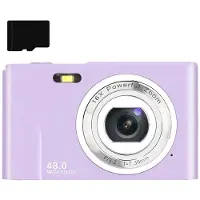 INF Digitale camera 48 MP, 1080p FHD, 16x zoom, 32GB geheugenkaart Purple