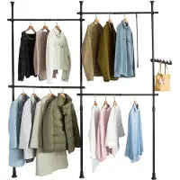 SoBuy Kledingrek - 4 rekken - Verstelbaar - 235 x 270 x 5 cm - Zwart