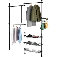 SoBuy FRG34-SCH Kledingrek - Zwart - RVS - Tot 45 kg