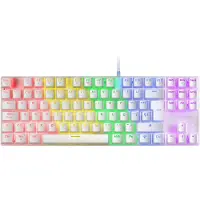 Mars Gaming CLAVIER GAMER MÉCANIQUE (BLAUWE SCHAKELAAR) MARS GAMING MK80 RGB (BLANC) (FR, Bedraad), Toetsenbord, Wit