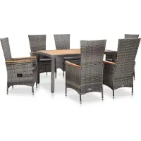 vidaXL 7-delige Loungeset met kussens poly rattan zwart