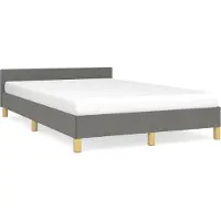vidaXL Bedframe zonder matras 120x190 cm stof donkergrijs