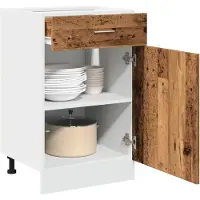 vidaXL Onderkast met lade Lyon 50x46x81,5 cm bewerkt hout oud houtkleurig