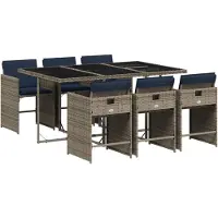 vidaXL 7-delige tuinset met kussens, grijs polyrotan