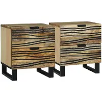 vidaXL Nachtkastje 2 st Naturel 40 x 33 x 46 cm Bewerkt hout